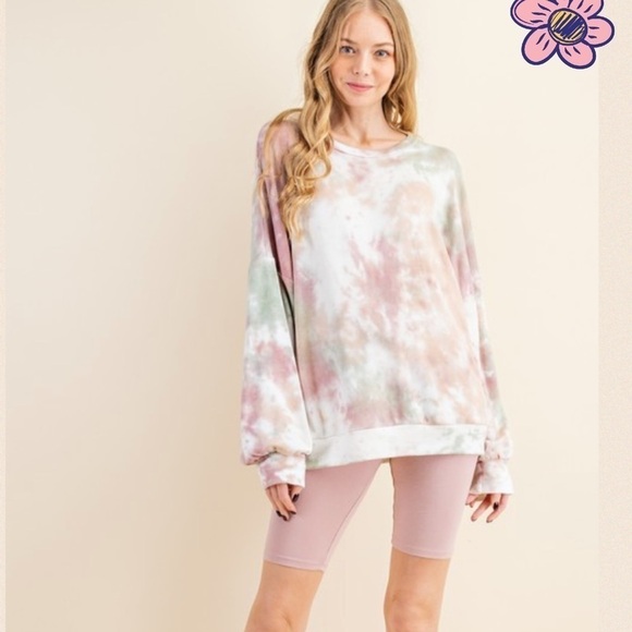 Mauve/sage Super Soft Fleece Sweatshirt - Picture 4 of 15